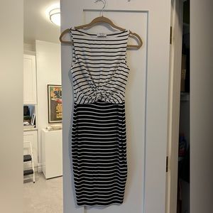 Bailey 44 blue & white/ivory striped sleeveless dress. Size S.